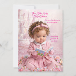 Convite Livro de Chuvinha de Bebê Menina Rosa Fofa