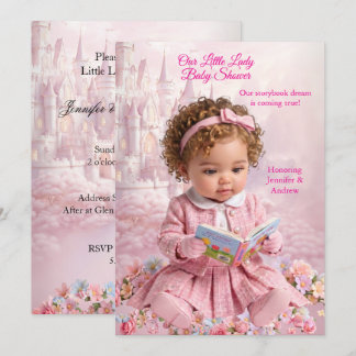 Convite Livro de Chuvinha de Bebê Menina Rosa Fofa