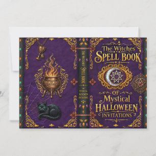 Convite Livro de Feitiços Mágicos de Bruxa Olho de Aranha