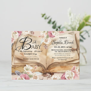 Convite Livro de Flores de Conto de Fadas Chá de Bebê