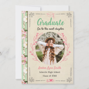 Convite Livro de Graduação com Estória Floral Vintage