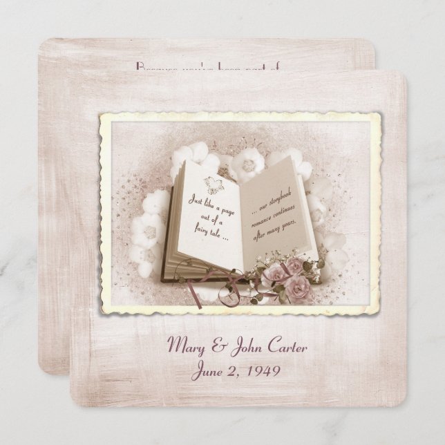 Convite Livro de História sobre Renovação de Vow (Frente/Verso)