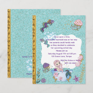 Convite Livro de Histórias de Sereia Baby Shower Download