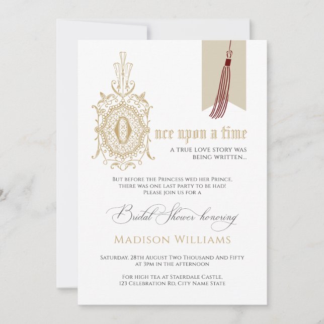 Convite Livro de histórias sobre fadas, um sobre um Chá de (Frente)