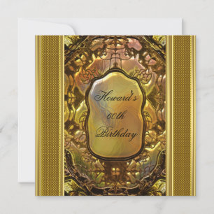 Convite Livro de Metal Dourado Antigo Homem 60º Aniversári