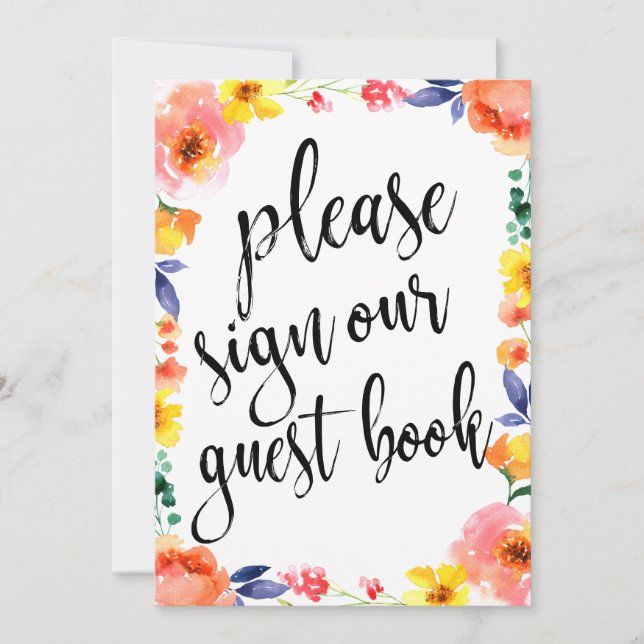 Convite Livro de Visitas de Casamento Sinal Floral Boho Ac (Frente)