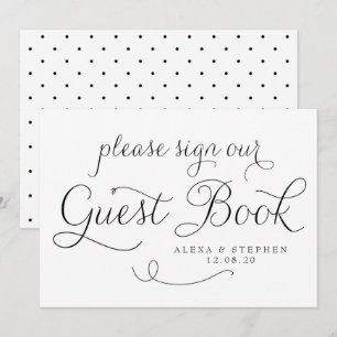 Convite Livro de Visitas de Noiva com Letra Dainty Preta