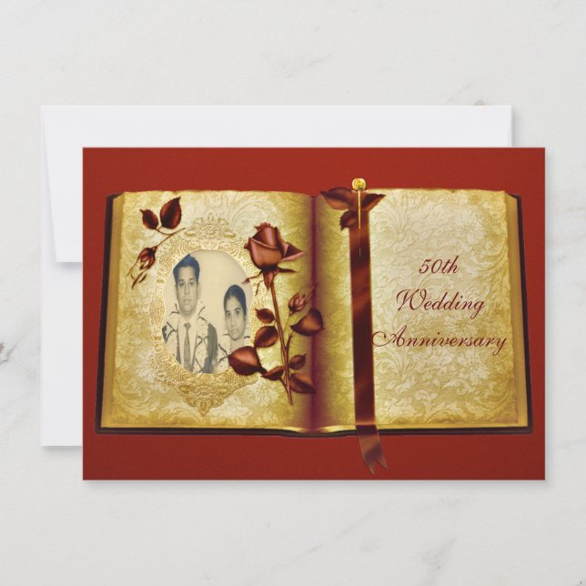 Convite Livro do Amor Aniversário de 50 Anos de Casamento  (Frente)