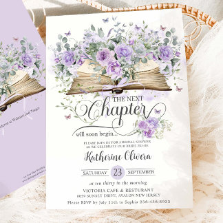 Convite Livro Floral Puro Lilac Próximo Capítulo Bridal