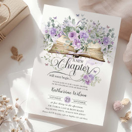 Convite Livro Floral Purple Lilac Novo Chá de fraldas