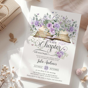 Convite Livro Floral Purple Lilac Novo Chá de panela
