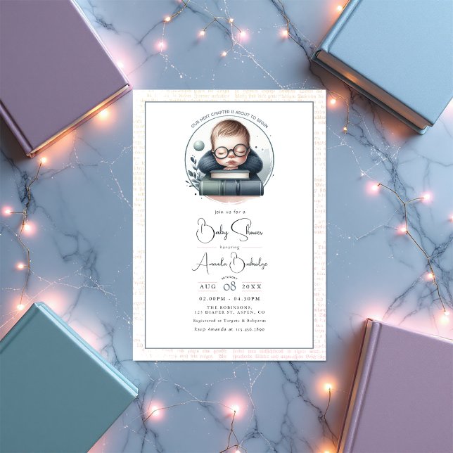 Convite Livro Literário Nosso Próximo Chá de fraldas De Ca (Our New Chapter Baby Shower Collection)