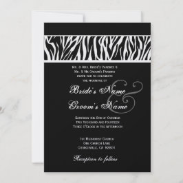 Convite Livro Metálico de Casamento de Zebra Negra e Branc