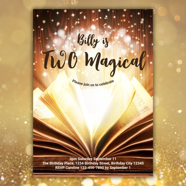 Convite Livro Personalizado Dois segundo aniversário Mágic (Criador carregado)