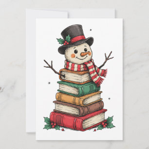 Convite Livros de Boneco de Neve de Natal Cachecol Leitura