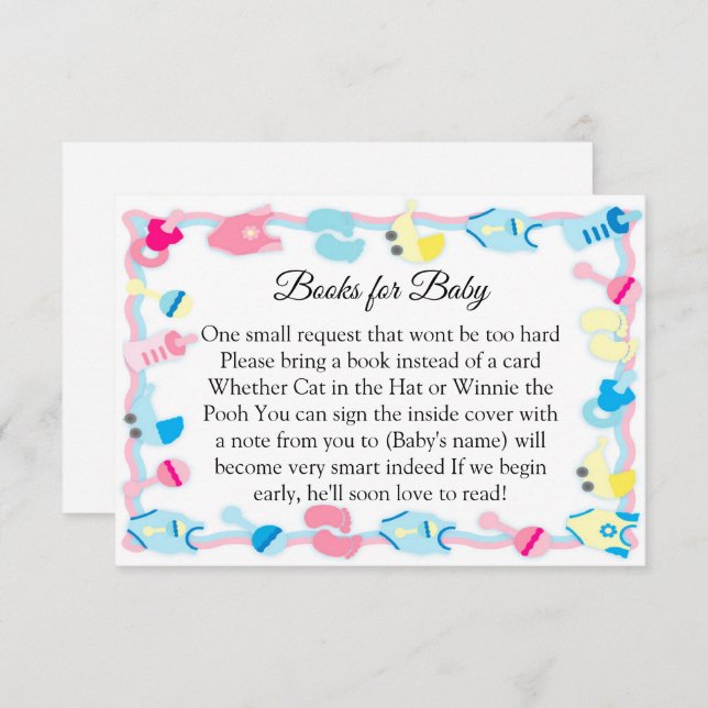Convite Livros De Chá de fraldas De Brinquedos Para Bebê (Frente/Verso)
