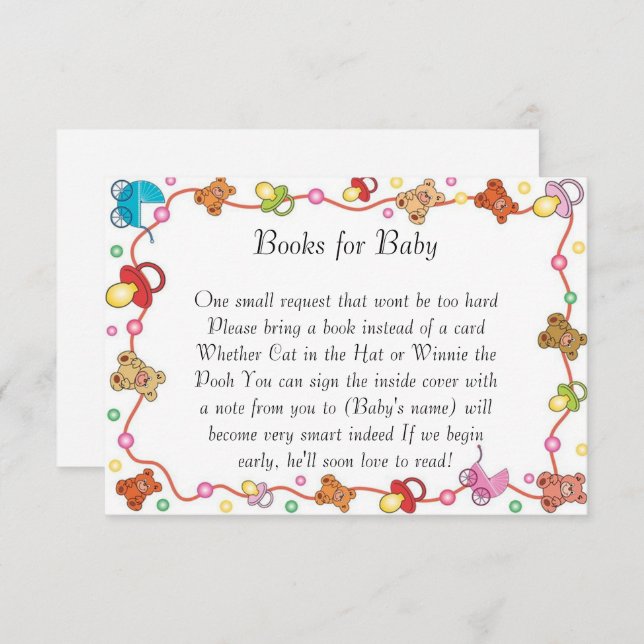 Convite Livros De Chás de fraldas De Elementos Para Bebês (Frente/Verso)