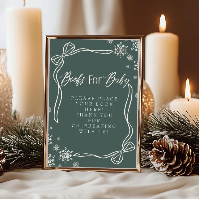 Convite Livros de Coquetes Verdes para Sinais de Bebê (Green Winter Coquette Books for Baby Sign)