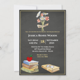 Convite Livros de Lousa Flor Professora Graduação