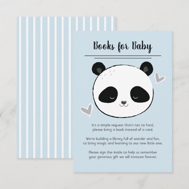 Convite Livros de Rosto de Panda Fofo para Solicitação de  (Frente/Verso)