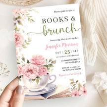 Livros e Brunch Baby Shower Menina Rosa Floral