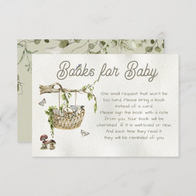 Convite Livros Florestais de Madeira para Chá de fraldas (Frente/Verso)