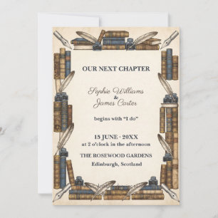 Convite Livros Literários Antigos Biblioteca Quill