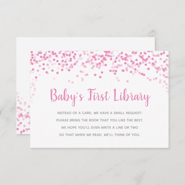 Convite Livros para a placa de Chá Chá de fraldas Pink Con (Frente/Verso)