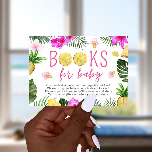 Convite Livros Para Ananás Bebês E Pacificadores Chá Rosa (Criador carregado)