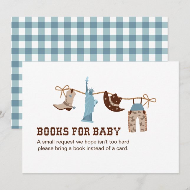 Convite Livros para Bebê Cowboy Baby Shower para Enclosure (Frente/Verso)