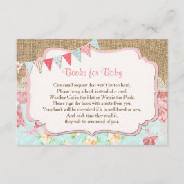 Convite Livros para bebê, livro floral burlap book request