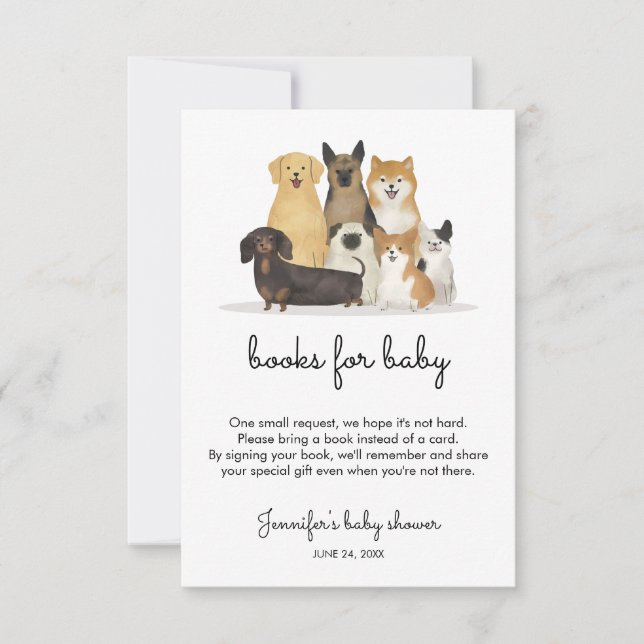 Convite Livros para cachorro de festa de bebê (Frente)