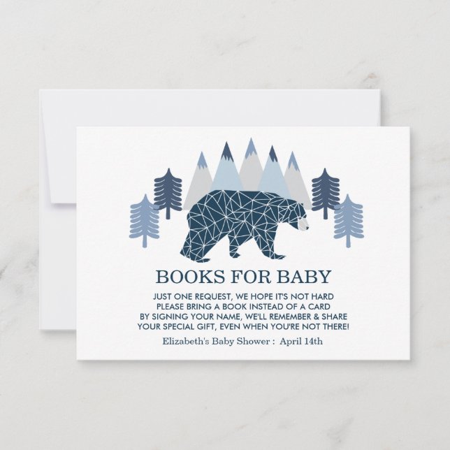 Convite Livros para o Baby Boy Bear Bear Insert Card (Frente)