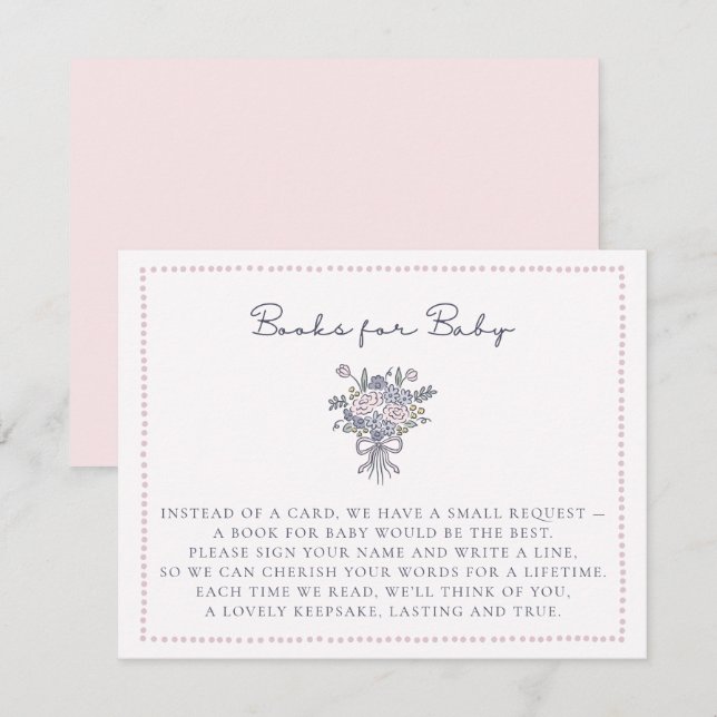 Convite Livros-quadro de flores manuscritos pontilhados pa (Frente/Verso)