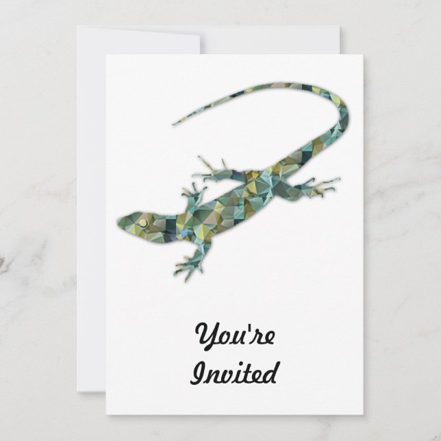 Convite Lizard Verde Mosaico Polígono (Frente)