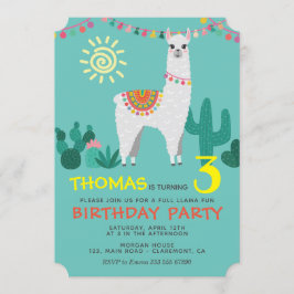 Convite Llama Birthday Boy Invation