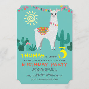 Convite Llama Birthday Boy Invation