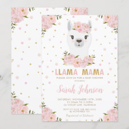 Convite Llama Chá de fraldas Blush Floral