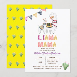 Convite Llama Chá de fraldas Fiesta Cactos Cute Girls