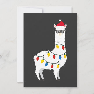 Convite Llama de Natal Chapéu do Papai Noel Óculos de Sol