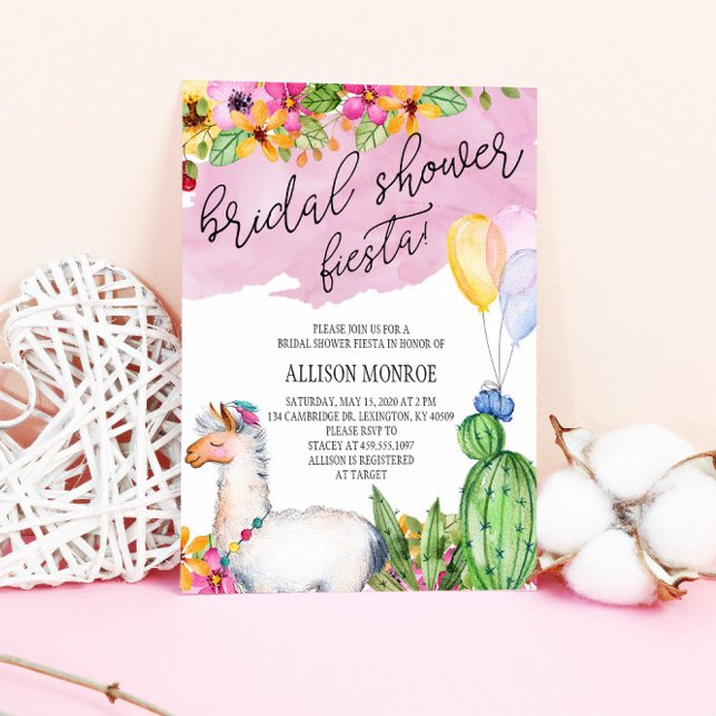 Convite Llama e Cactus Chá de panela Fiesta (Criador carregado)