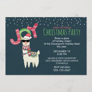 Convite Llama em Santa Hat e Festa de Natal dos Óculos Sol