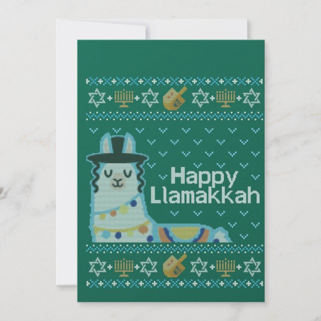 Convite Llama Feio do Hanukkah Llamakkah (Frente)