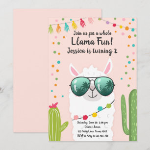 Convite Llama Fiesta Birthday Alpaca Fiesta