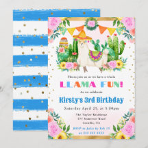 Llama Floral de Verão em Aquarela para Aniversário