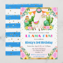 Llama Floral de Verão em Aquarela para Aniversário