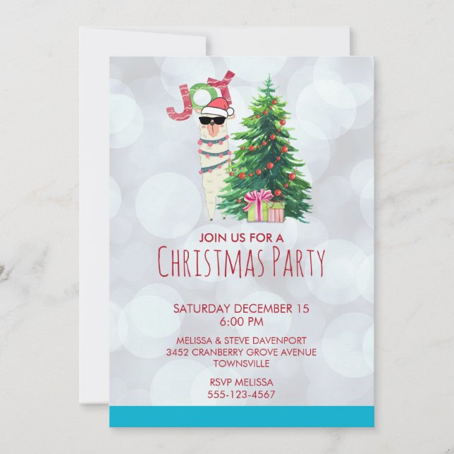 Convite Llama Legal | Árvore de Natal com Presentes na Fes (Frente)