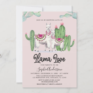 Convite Llama Love Fiesta Cactus Chá de fraldas mexicano