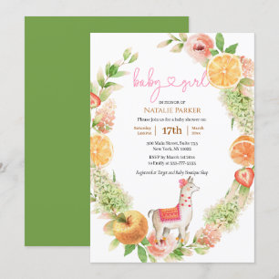 Convite Llama Mama Citrus Floral Greenery Chá