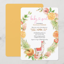 Convite Llama Mama Citrus Floral Greenery Chá